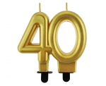 Свещ число 40- злато металик, 8 см