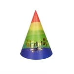 Парти шапки Happy Birthday Дъга, 6 броя
