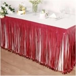Бляскави червени ресни за декорация на маса, 75 х 300 см