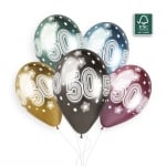 Балон с печат число 50, хром, 1 брой, цвят по избор