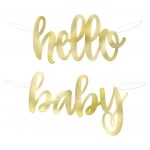 Златен банер бебешко парти Hello baby, 100 х 19 см