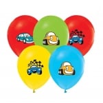 Разноцветни балони с коли, 5 броя