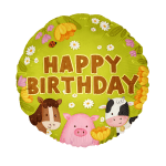 Фолиев балон рожден ден ферма, село, домашни животни, кръг 45 см