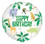 Балон Happy Birthday сафари, джунгла, животни, кръг 45 см