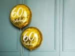 Балон за 60-и рожден ден, 60 години, злато металик, кръг 45 см 