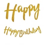 Златен банер HAPPY BIRTHDAY брокат, ръкописни букви