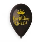 Бели и черни балони Birthday queen, 5 броя