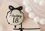 Балон Happy 18, черна панделка