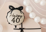 Балон Happy 40, черна панделка