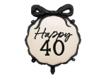 Балон Happy 40, черна панделка