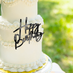 Декорация за торта, черен надпис Happy Birthday, 12 см