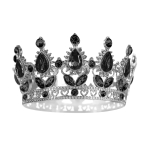 Декорация за торта, корона с черни кристали, 10 см