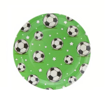 Малки зелени чинийки с футболни топки, 18 см, 10 броя