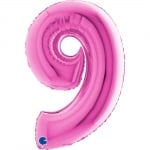 Розов фолиев балон Циклама цифра 9, 100 см