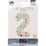 Бял балон цифра 2, с парти декорации, 100 см