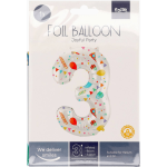 Бял балон цифра 3, с парти декорации, 100 см