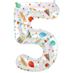 Бял балон цифра 5, с парти декорации, 100 см