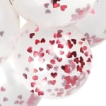 Прозрачен балон с конфети червени сърчица, 1 брой