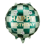 Фолиев балон футбол Happy Birthday каре, кръг 45 см