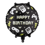 Балон Happy Birthday геймърско парти, кръг 45 см