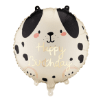 Кръгъл фолиев балон куче Happy Birthday, 45 см