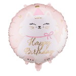 Фолиев балон коте Happy Birthday, 45 см