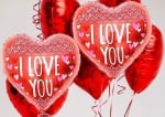Комплект фолиеви балони червени сърца I Love you, 6 броя