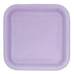 Големи квадратни светлолилави чинийки, люляк, 23 см, 14 броя