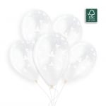 Прозрачни балони с печат бели листенца, 5 броя