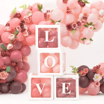 Кутии за балони бели с надпис LOVE, 4 броя х 30 см