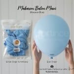 Балони син макарон Macaron blue 30 см, Kalisan, пакет 100 броя