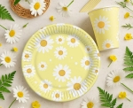 Малки жълти чинийки Маргаритки, 18 см, 6 броя