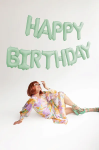 Банер Happy Birthday от фолиеви балони мента мат
