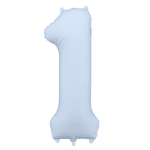 Фолиев балон цифра 1, светлосин мат, макарон Misty blue, 100 см