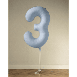 Фолиев балон цифра 3, светлосин мат, макарон Misty blue, 100 см