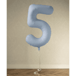 Фолиев балон цифра 5, светлосин мат, макарон Misty blue, 100 см