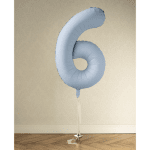 Фолиев балон цифра 6, светлосин мат, макарон Misty blue, 100 см