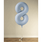 Фолиев балон цифра 8, светлосин мат, макарон, Misty blue, 100 см