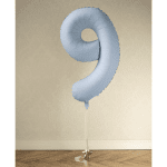 Фолиев балон цифра 9, светлосин мат, макарон, Misty blue, 100 см