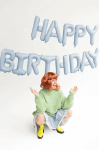 Банер Happy Birthday от фолиеви балони светлосин мат