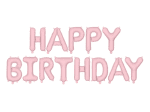 Банер Happy Birthday от фолиеви балони светлорозов мат