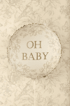 Фолиев балон крем с флорални мотиви и златен надпис Oh Baby