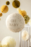 Фолиев балон крем с флорални мотиви и златен надпис Oh Baby