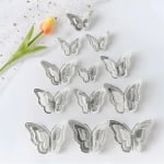 Декоративни пеперуди сребърни, микс 3 размера, 12 броя