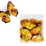 Декоративни пеперуди жълти, микс 3 размера, 12 броя