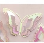 Големи декоративни розово иридесцентни пеперуди, 22 х 14 см, 6 броя