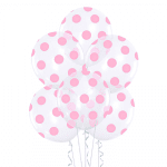 Прозрачни балони на розови точки, 5 броя