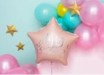 Фолиев балон звезда за рожден ден Happy Birthday, розова пудра, 40 см