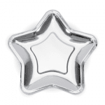 Парти чинийки звезда сребро металик 23 см, 6 броя