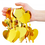Бляскава завеса от ресни злато сърчица, 100 х 200 см